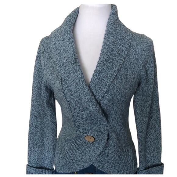 united states sweaters Sweaters - Vintage United States Sweaters Blue Shawl Collar One Button Woman's Cardigan S/M